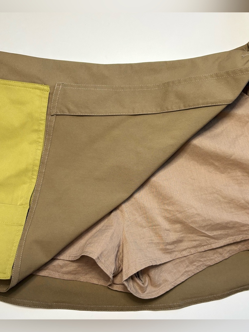 L’Academie Nishma Cargo Wrap Mini Skirt Olive Green Mix Medium - Picture 8 of 14